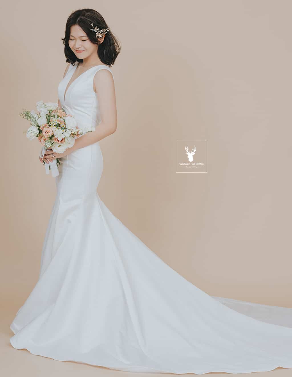 緞面婚紗造型介紹:緞面魚尾款式